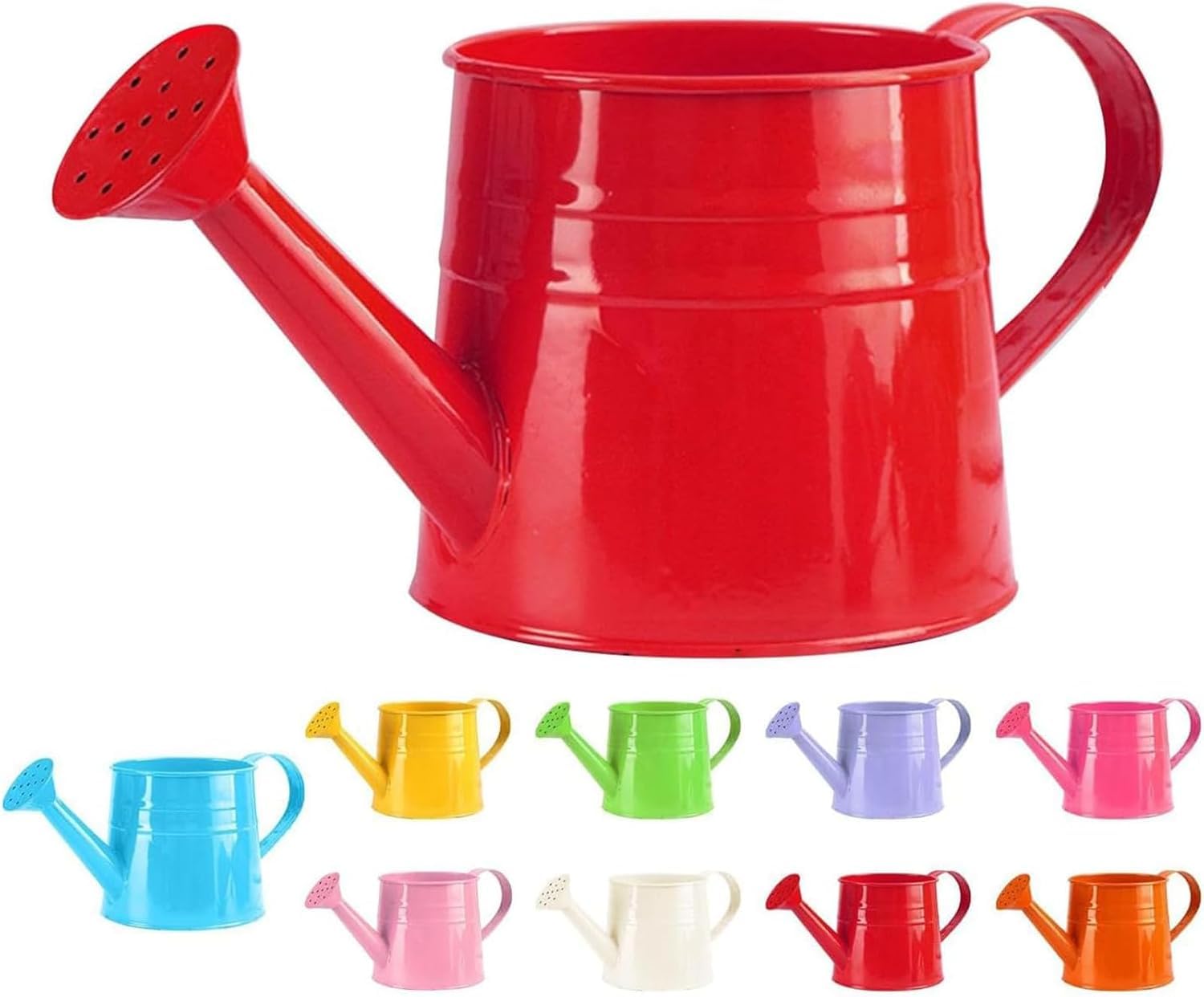 Metal Watering Can, 1L Vintage Sprinkling Can Plant Watering Bucket, Rust Proof and Leak-Resistant Tinplate Shower Bucket, Mini Garden Jug Water Cans for Garden Yarde House Plants Flower ，Red