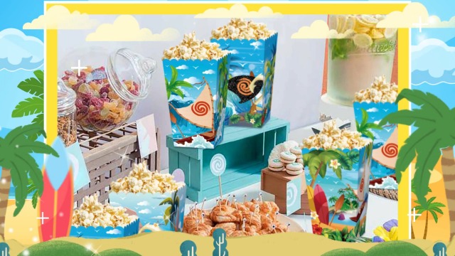 Set Festa Moana - Scatole Popcorn E Bomboniere Compleanno Bambini - Foto 2