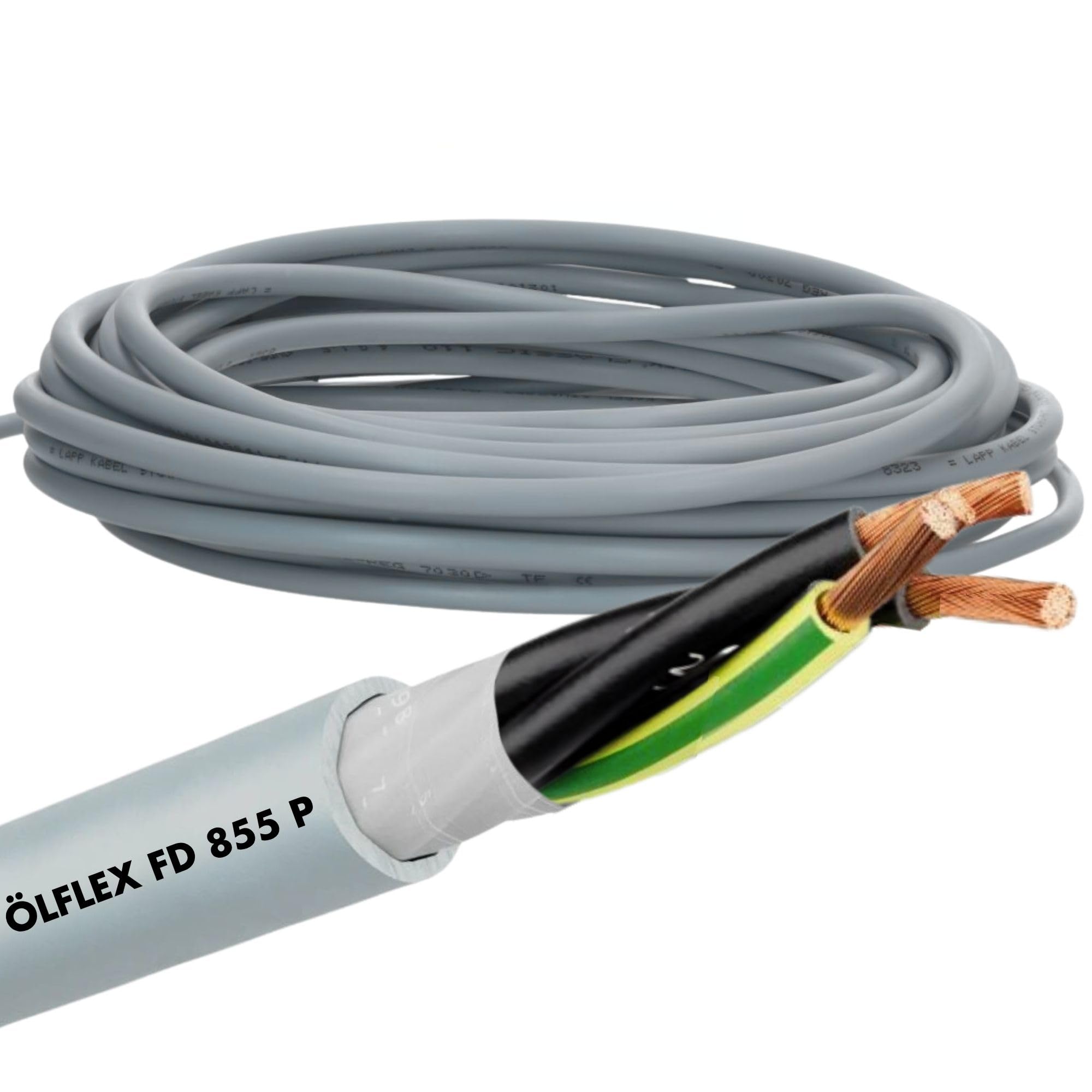 Lapp 0027576 Cavo ÖLFLEX 855P 3G1,5 mm² - Cavo di Comando Flessibile | Cavo multipolare in PUR resistente ad oli, 3 poli, sezione 1,5 mmq, ideale per posa mobile e catene portacavi