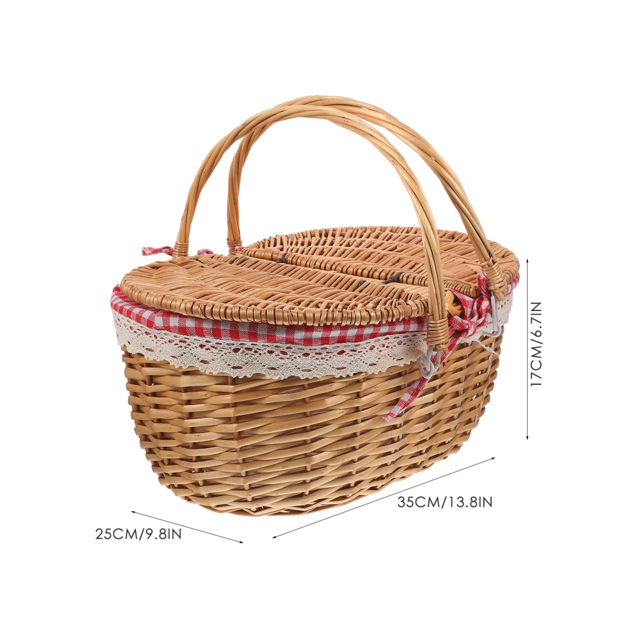 Zerodeko Panier Pique Nique, Panier Pique-Nique Tissé Avec Doubles Poignées Pliantes, Panier De Rangement Couvercle Dai, Pour Pique-Niques En Cuisine, Fêtes Et Barbecues
