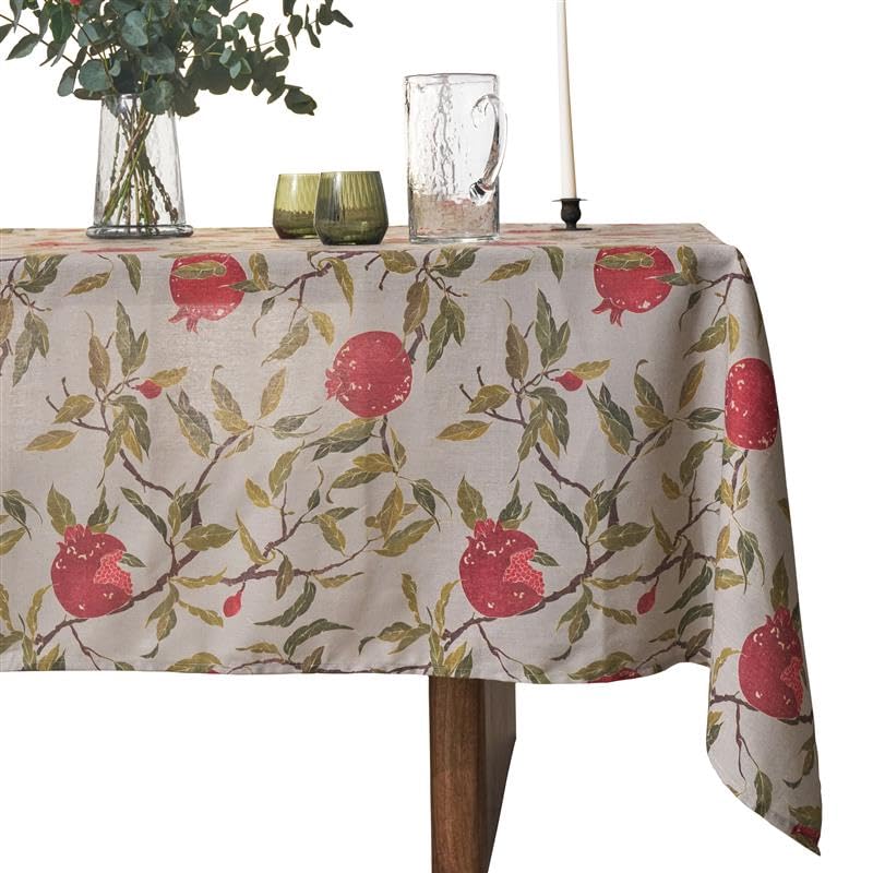Pomegranate Tablecloth – Linen-Blend Rectangular 55” x 87” – Waterproof Table Cloth for Kitchen & Dining Room – Farmhouse Chic, French Country, & Holiday Decor – Botanical Fruit-Inspired Design - Image 5