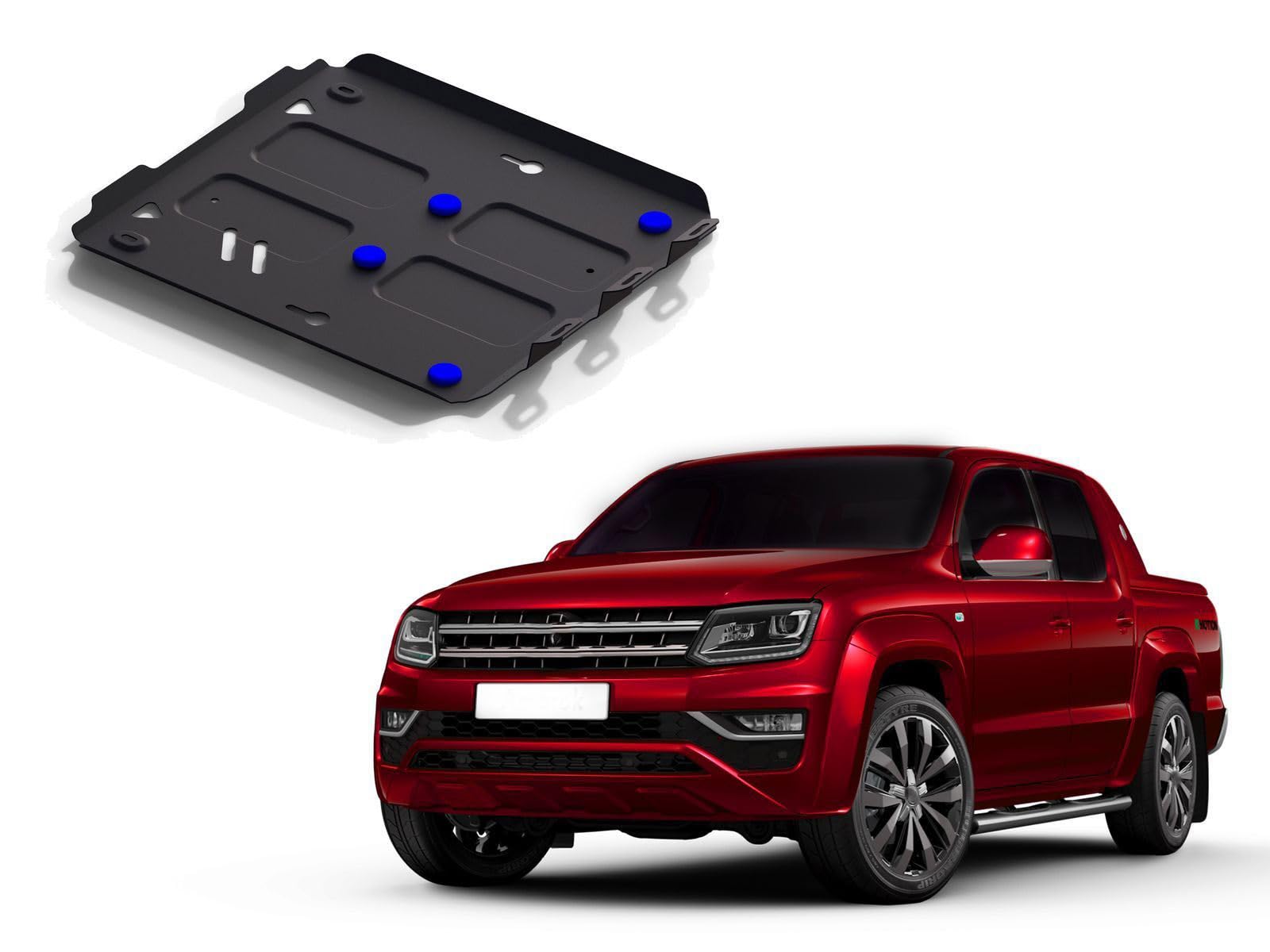 J&J AUTOMOTIVE Unterfahrschutz passend für Volkswagen Amarok 4-Türer 2010-2016, Stahl 2mm Motor und Getriebeschutz Unterbodenschutz Passform Schwarz