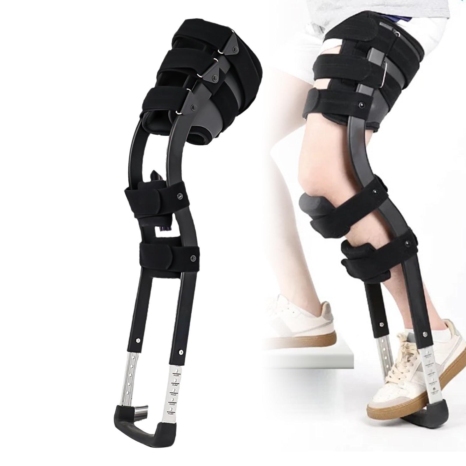 Stampe per Ginocchia a Mani Libere Regolabili, Ausili per La Deambulazione, Stampelle Antidolorifiche, Ausilio per La Mobilità in Alluminio Leggero, Lesioni Senza Carico, Ginocchiera
