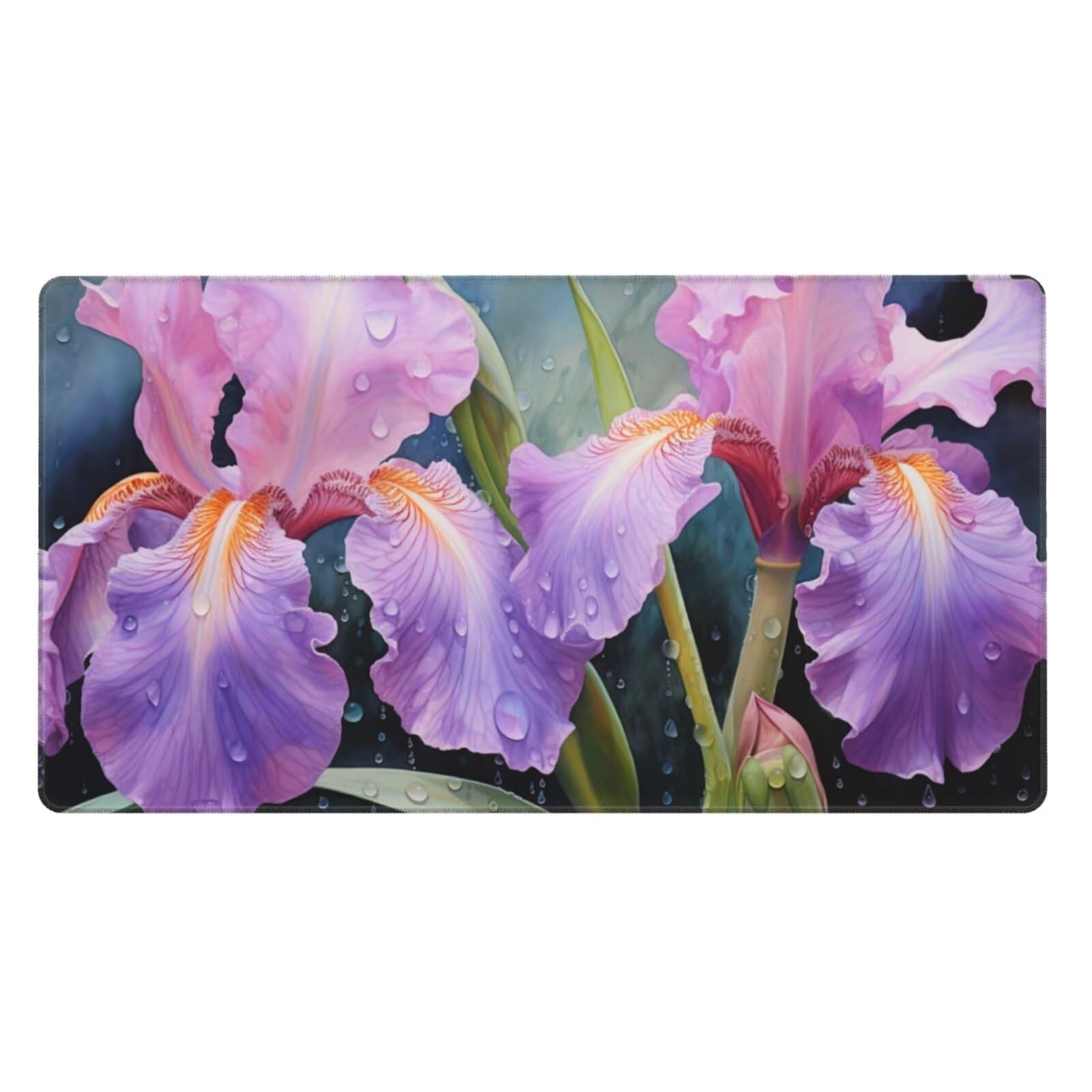 Alfombrilla de Ratón Gaming Grande XXL 1200x600x4mm con Bordes Cosidos, Tela de Micro Tejido, Base de Goma Antideslizante y Mouse Pad, para Teclado Jugadores Escritorio PC, Oficina Hojas Moradas Y6931