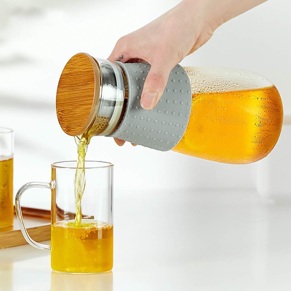 Dzbanek na wodę, dzbanek filtrujący 1,8 l, dzbanek na zimną wodę dzbanek na sok ciepło szklany dzbanek o dużej pojemności dzbanek do gospodarstwa domowego na sok, zimne lub gorące napoje/przezroczysty, B/8,5 x 28 x 8,6 cm