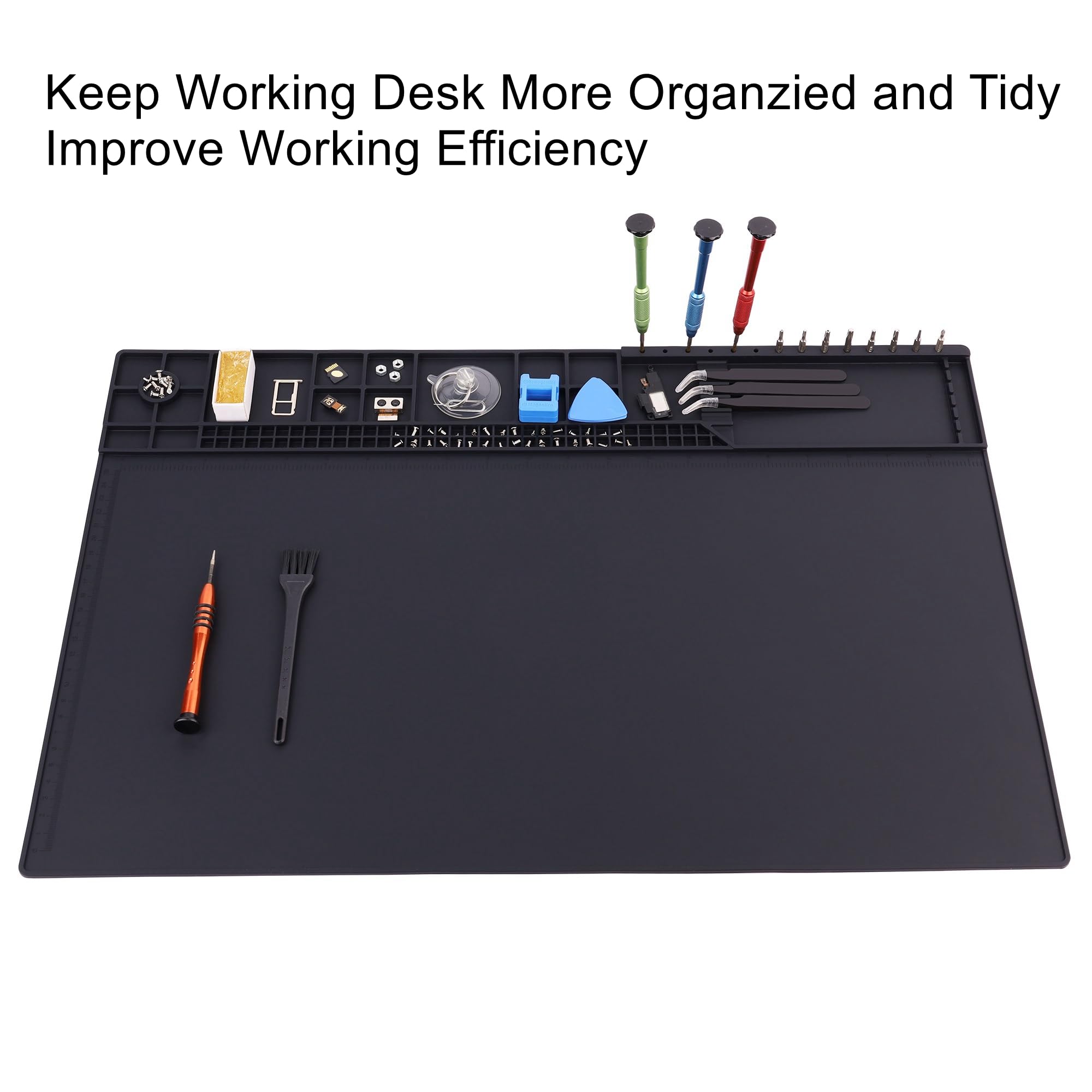 iFixit FixMat, tappetino da lavoro magnetico con scomparti per viti e componenti per riparazioni elettroniche, antistatico e scrivibile, con penna