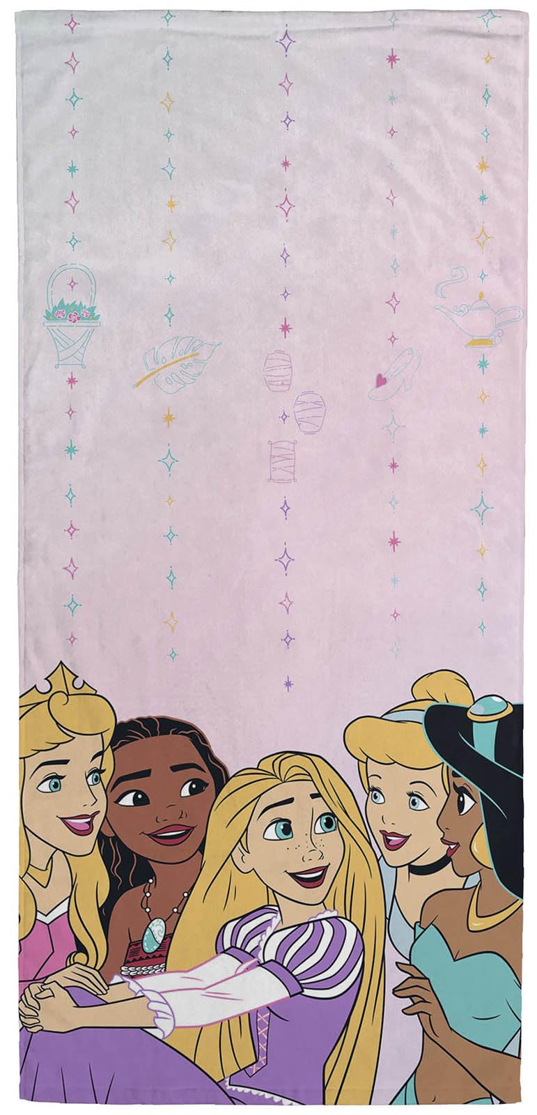 Disney Princess Kids Bath Pool Beach Towel - Super Soft & Absorbent Moana, Cinderella, Jasmins & Rapunzel 100% Cotton Towel, Measures 28 x 58