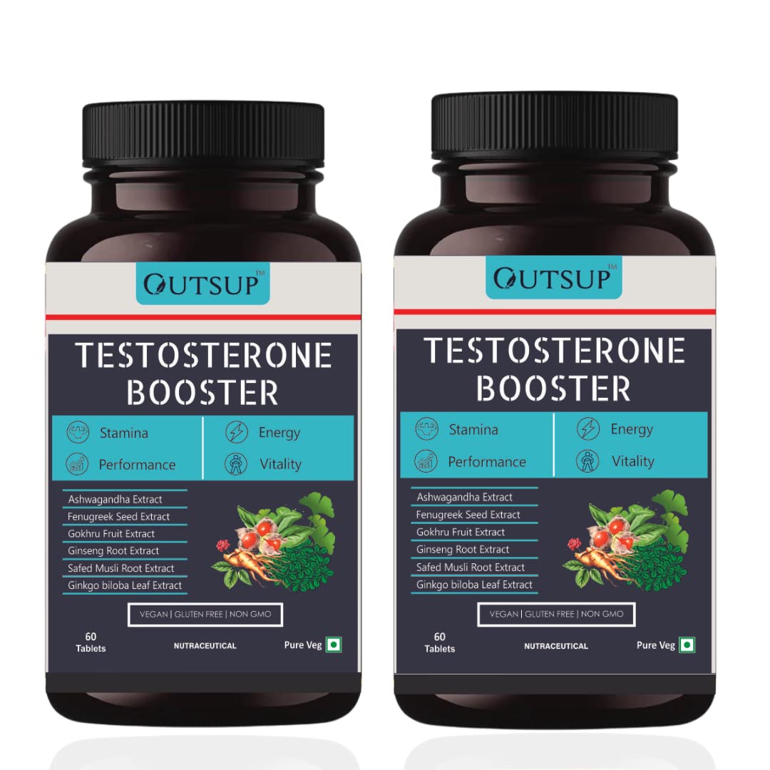 Outsup Testosterone Booster for Men with Ashwagandha, Safed Musli, Gokhru Fruit Extract, Ginseng Root Extract | Good For Energy, Stamina, Strength,& Muscle Growth - 60 Veg Tablets (Pack of 2) (B0C59C3W2Y) Amazon Price History, Amazon Price Tracker