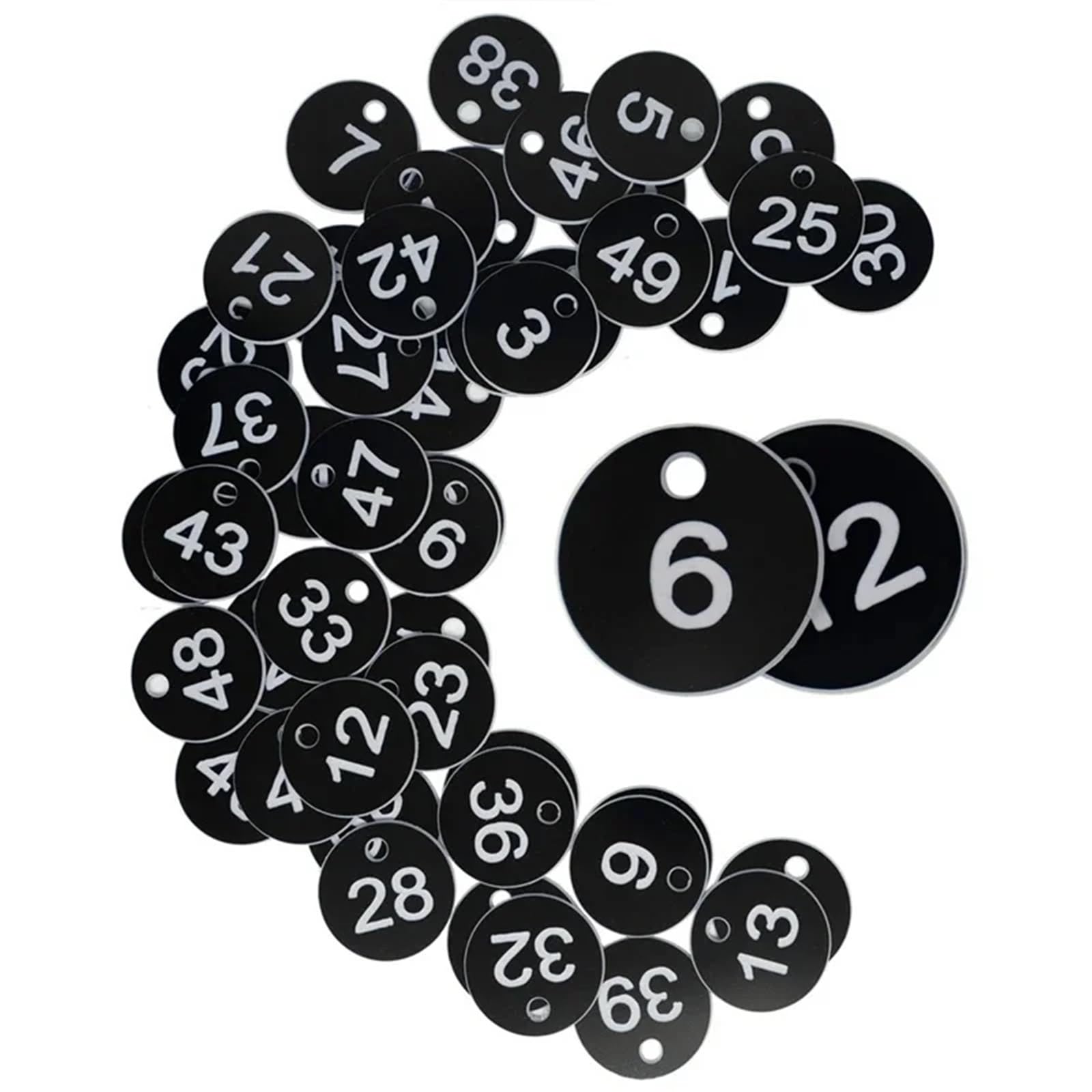 Plastikowe zawieszki z numerami, Etykiety z numerami ABS, czarne, 3,5 cm, opakowanie 100 sztuk 1-100
