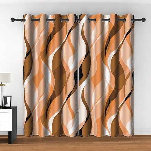 Modern Abstract Striped Window Curtains Retro Geometric Abstract Ombre Grey and 