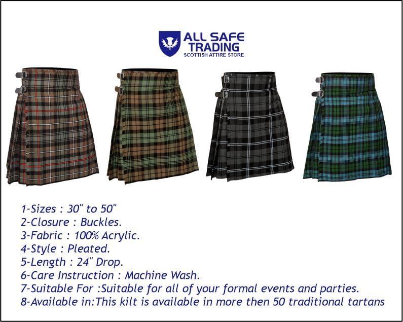 Men's 5 Yard Scottish Tartan Kilt, Highland Wedding Kilt - Image 7