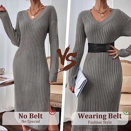 SUOSDEY Women Faux Leather Braided Waist Belt for Dress Elastic Stretch Belt for Ladies Wide Waist Belt for Women4