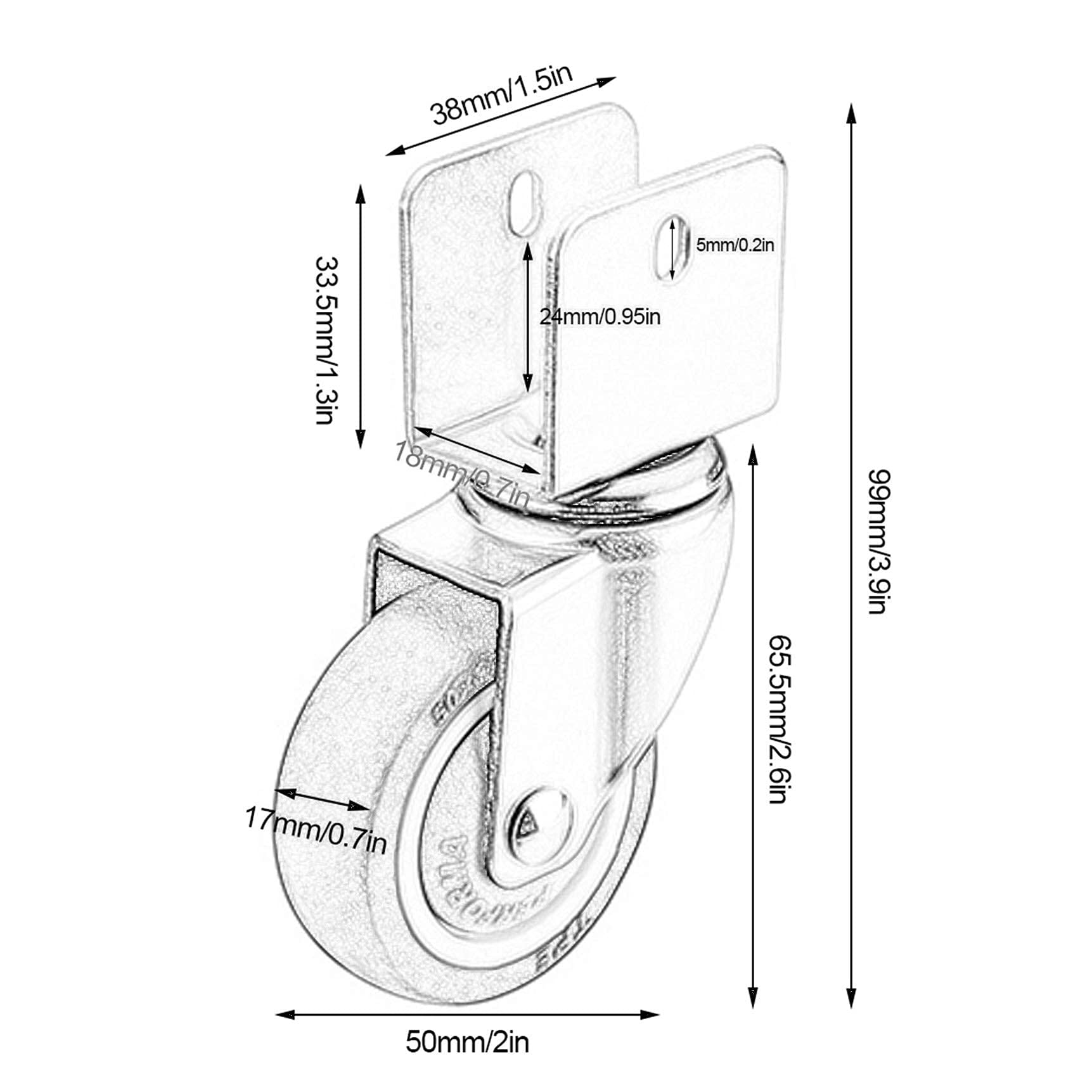Rotelle Piccole, rotelle per impieghi gravosi, rotelle mobili, rotelle per Passeggino, rotelle per Il Trasporto, 4 Pezzi Design a Forma di U, Rivetto Fisso, 16/18/20/22/25 mm, cusc