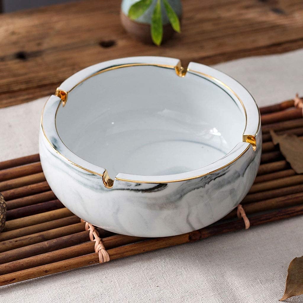 Posacenere Posacenere in ceramica Posacenere da esterno in marmo Posacenere con posacenere per sigari da tavolo Gold Line Calibro grande per decorazioni per l'home office per la casa
