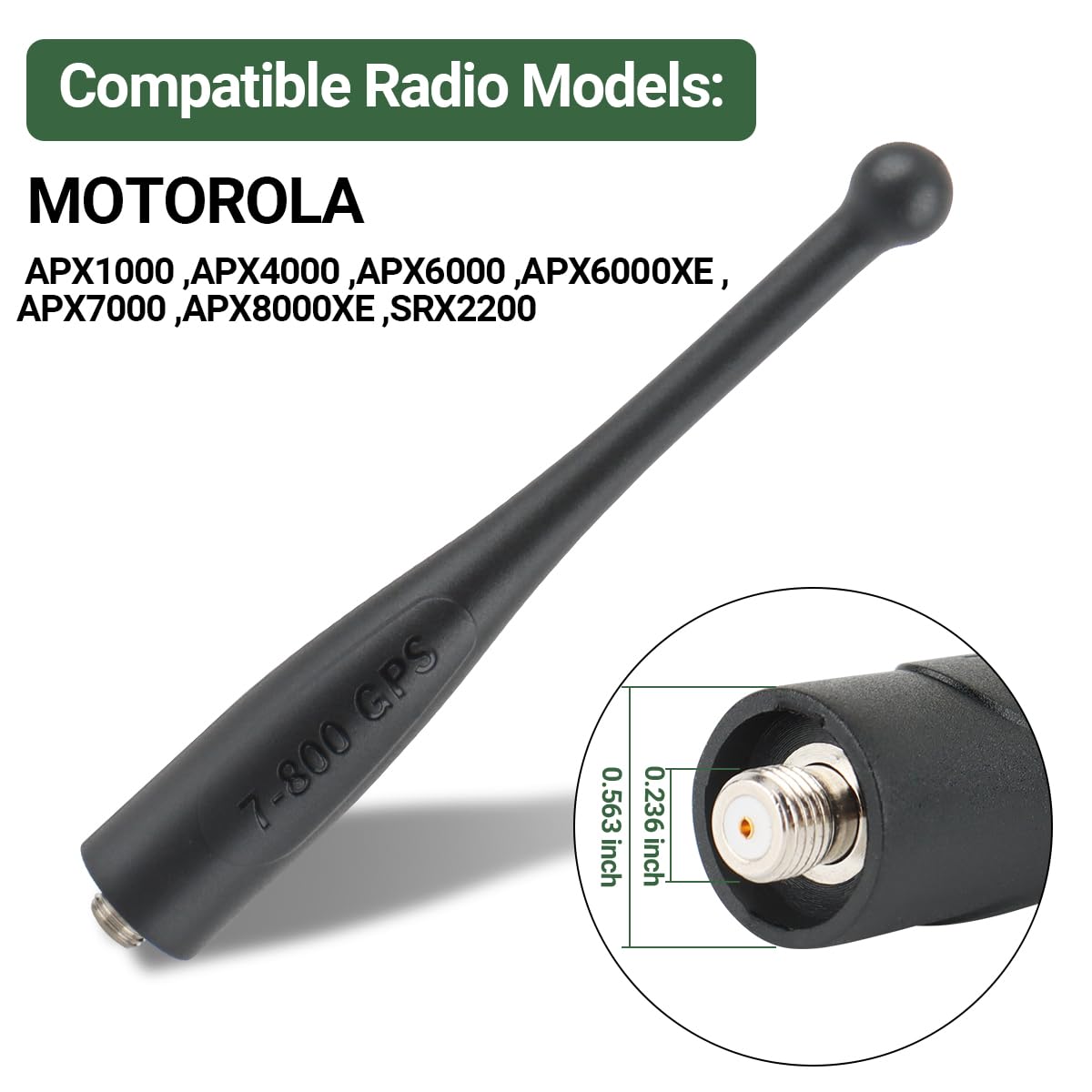 Antena de radio 7-800 GPS Stubby Antena SMA hembra de banda única UHF compatible con Motorola APX 6000 7000 8000XE APX Radio, 2 unidades