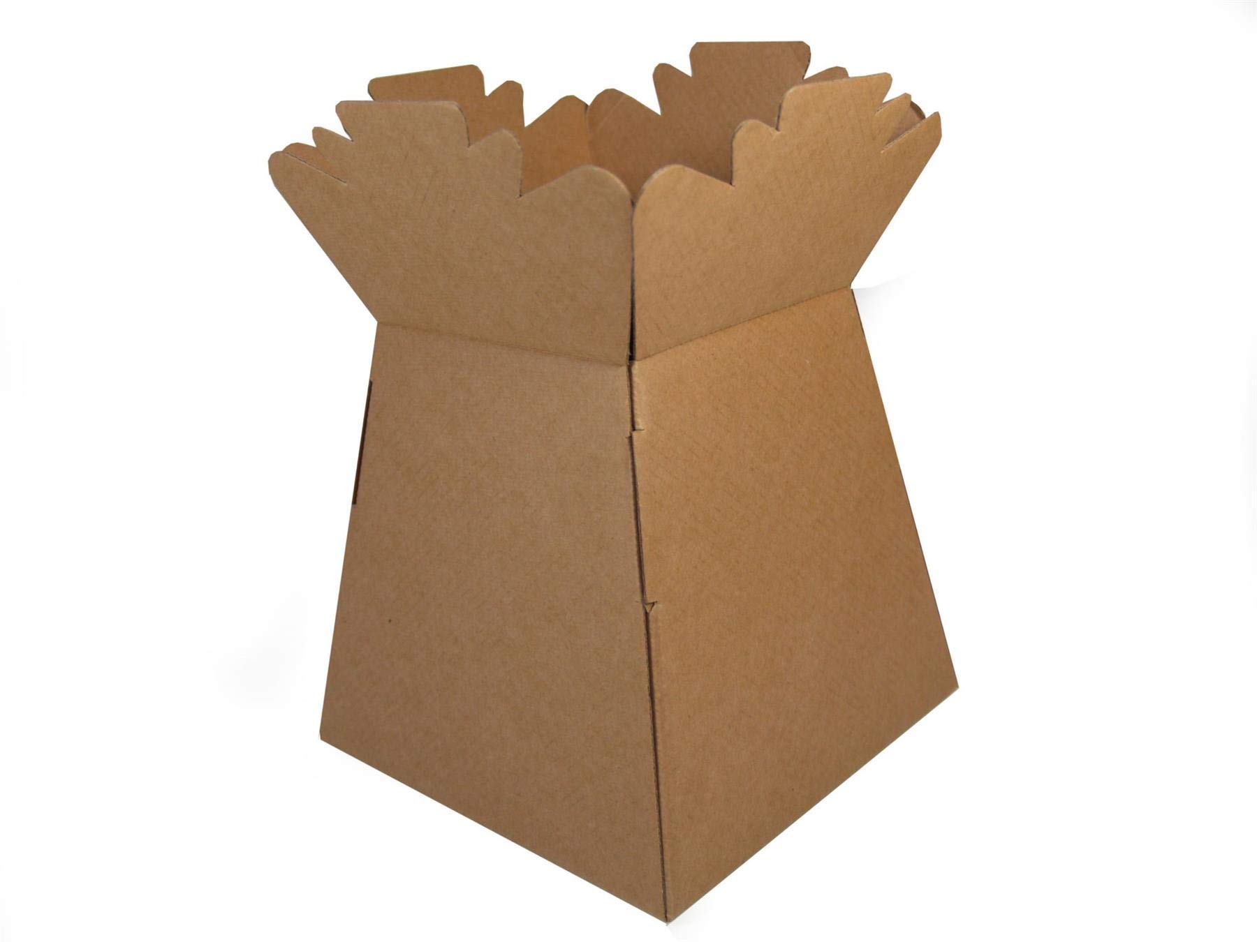 Hand-Tied Vase Florist Bouquet Boxes | Aqua Presentation & Transporter Boxes | Pack of 1 | Durable Flower & Plant Packaging | Natural Kraft