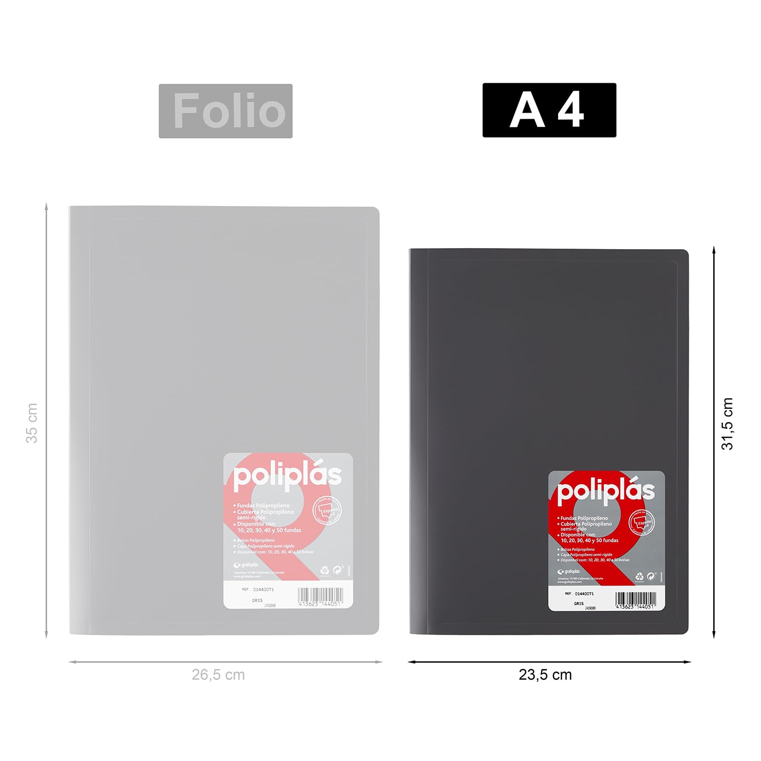 Grafoplas I Classeur avec pochettes en plastique I 20 pochettes transparentes I Format DIN A4 Vert I Série Polyplas Opaque I Fabriquées en Espagne I Couvercles flexibles I Grande capacité de rangement