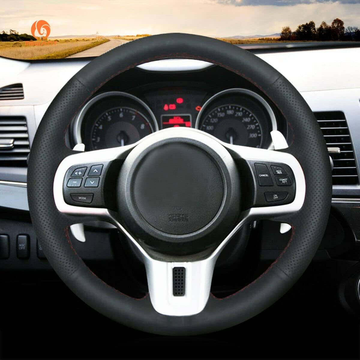 MEWANT Hand Stitched Artificial Leather Steering Wheel Cover for Mitsubishi Lancer Evolution 10 X DIY Steering Wrap