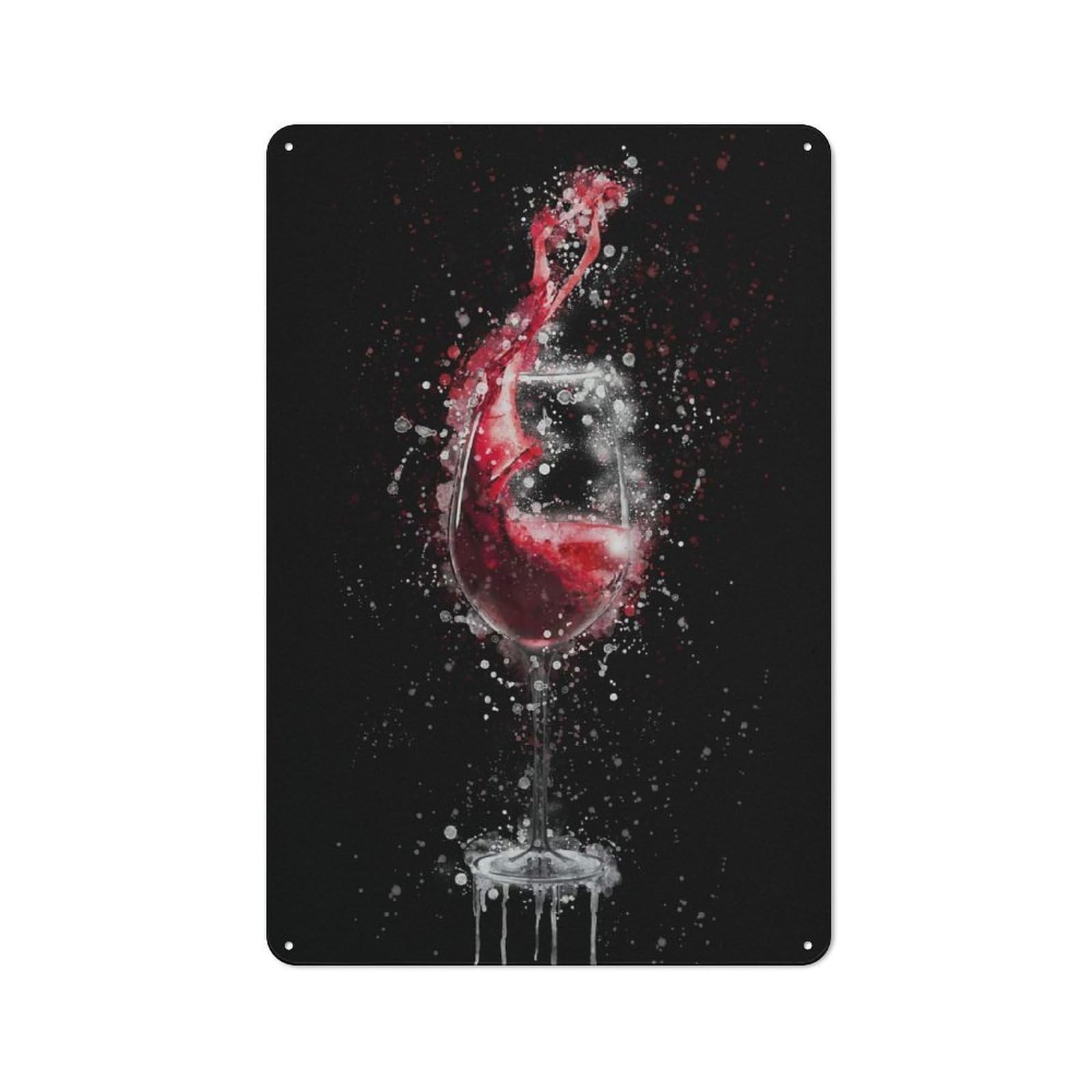 Junmoney Red Wine Watercolor Retro Metal Plaque 30X20cm For Café Or Home Bar, With Clear Retro Wall Decor Character