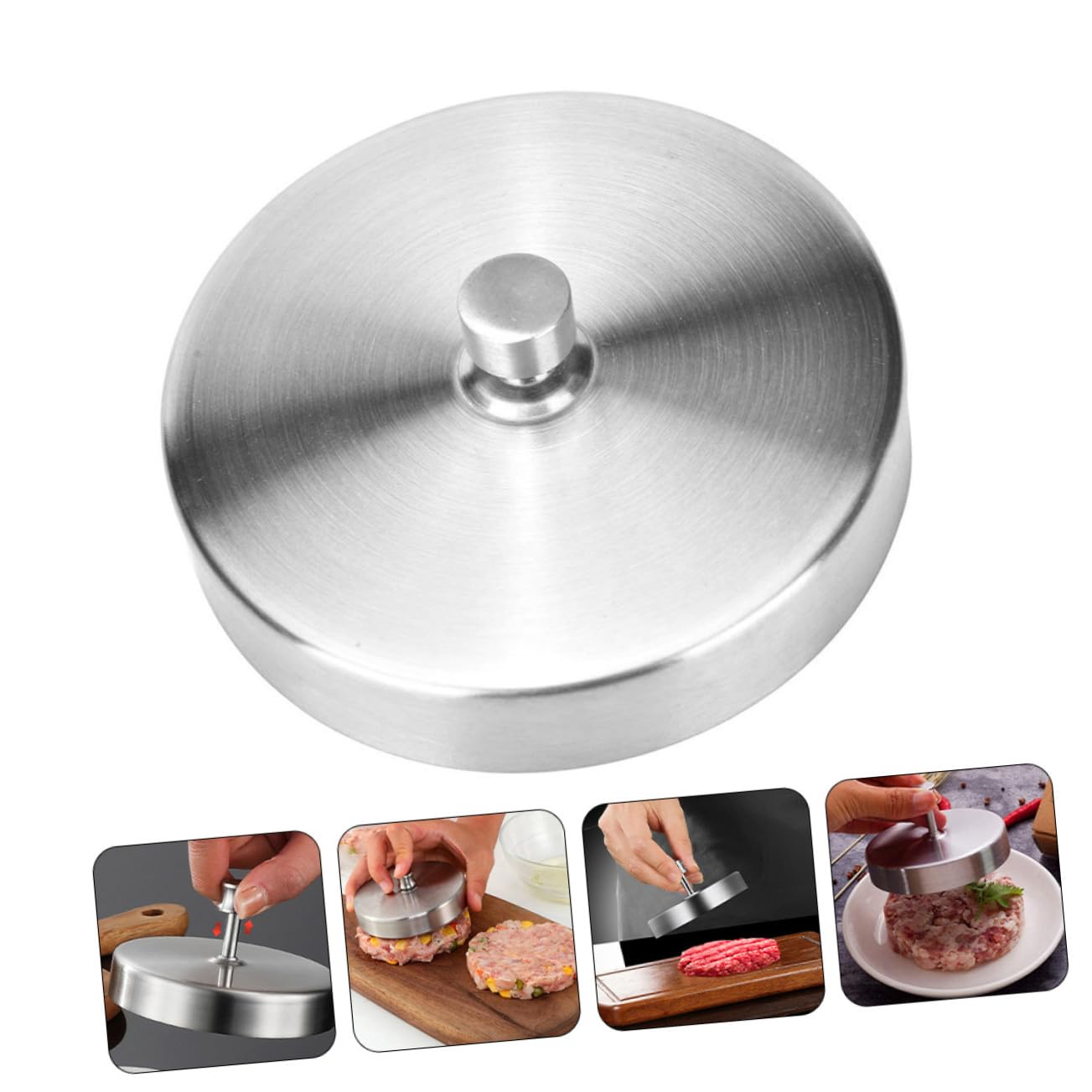 Edelstahl Burgerpresse Rund Patty Maker Form Langlebig Rostfrei Einfach zu Reinigen für Gefüllte Burger und Fleischpatties Küchenwerkzeug