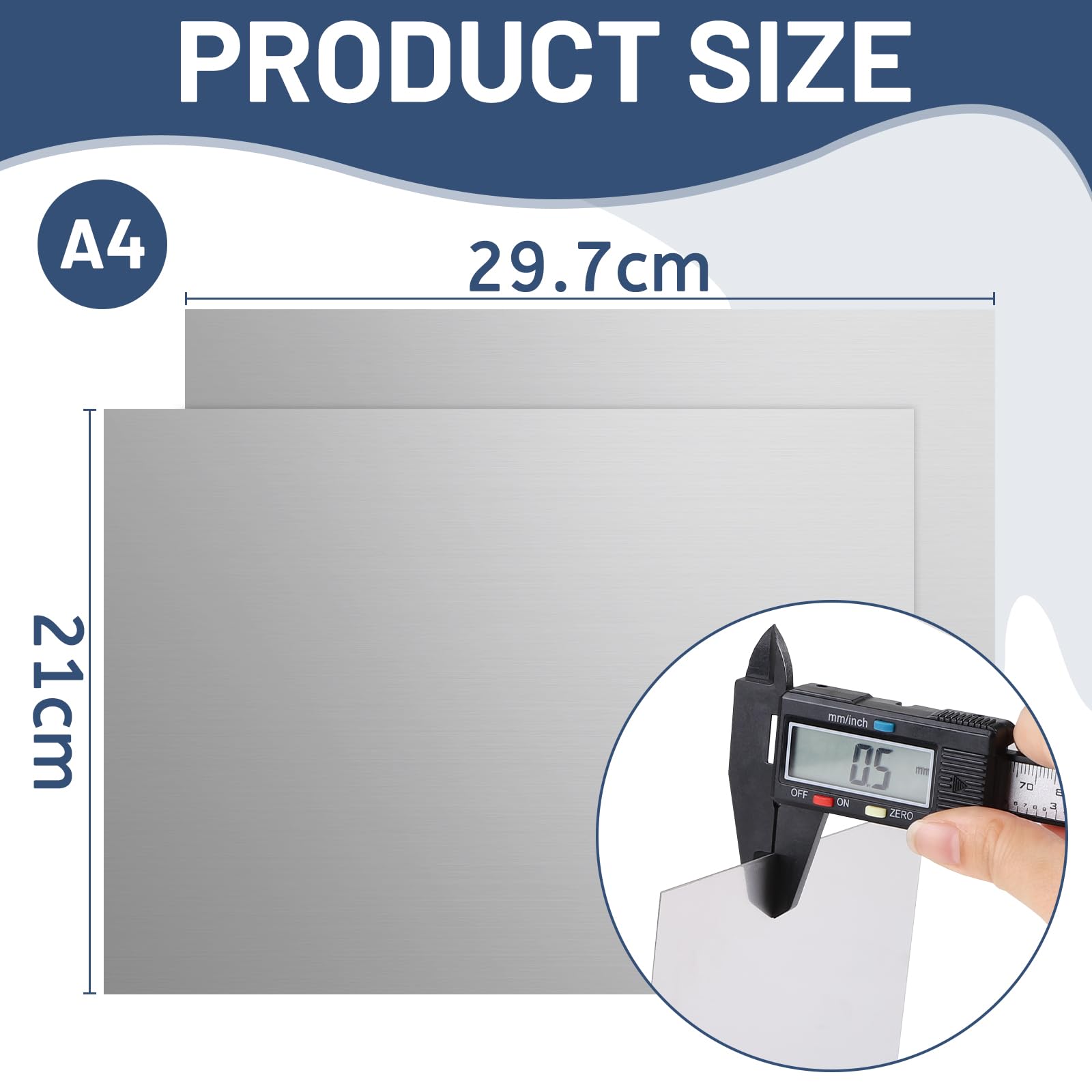 LALAGO 2pcs 29,7 x 21cm Plaques d'Acier Inoxydable 304, Tôle en Acier Inoxydable A4 de 0,5 mm d'Épaisseur avec Film Double Face, Tôle Métallique Non Magnétique Carrée en Tôle Fine pour Réparation DIY