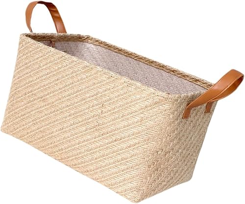 Cabilock 1 cesta de almacenamiento de lino tejido para niños, cestas de almacenamiento para estantes, cestas para niños, cestas tejidas de mimbre