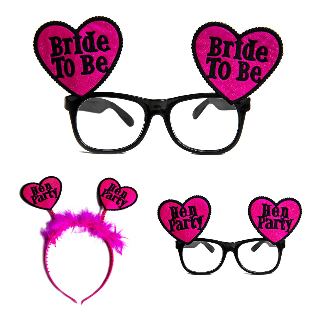 Shatchi Girls Multicolour Bride To Be Set Of 1 Bride To Be Glass, 12 Hen Party Glasses, 12 Hen Party Boppers Headband Women's Hen Do Night Accessories Game Props Bachelorettes