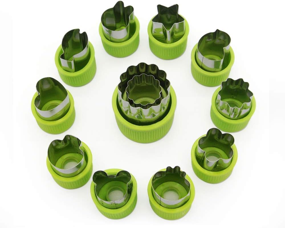 MOONBROOKVegetable Cutter Shape Set (12 pieces) for Kids - Stainless Steel Mini Vegetable, Fruit ,Cookie Cutters,Flower Star Heart Animals Shaped Mold for Decorative Customizing Tools Kit