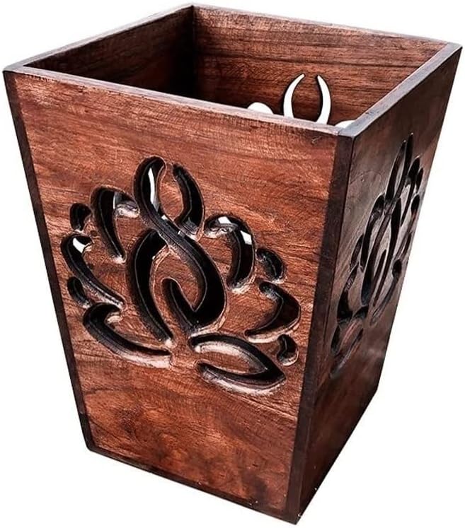 Trash Can Garbage Can Trash Bin Natural Wood Wastebasket Garbage Container Bin for Bathrooms Powder Rooms Kitchens Offices Trashcan Garbage Bin (Color : OneColor, Size : 20x25cm)