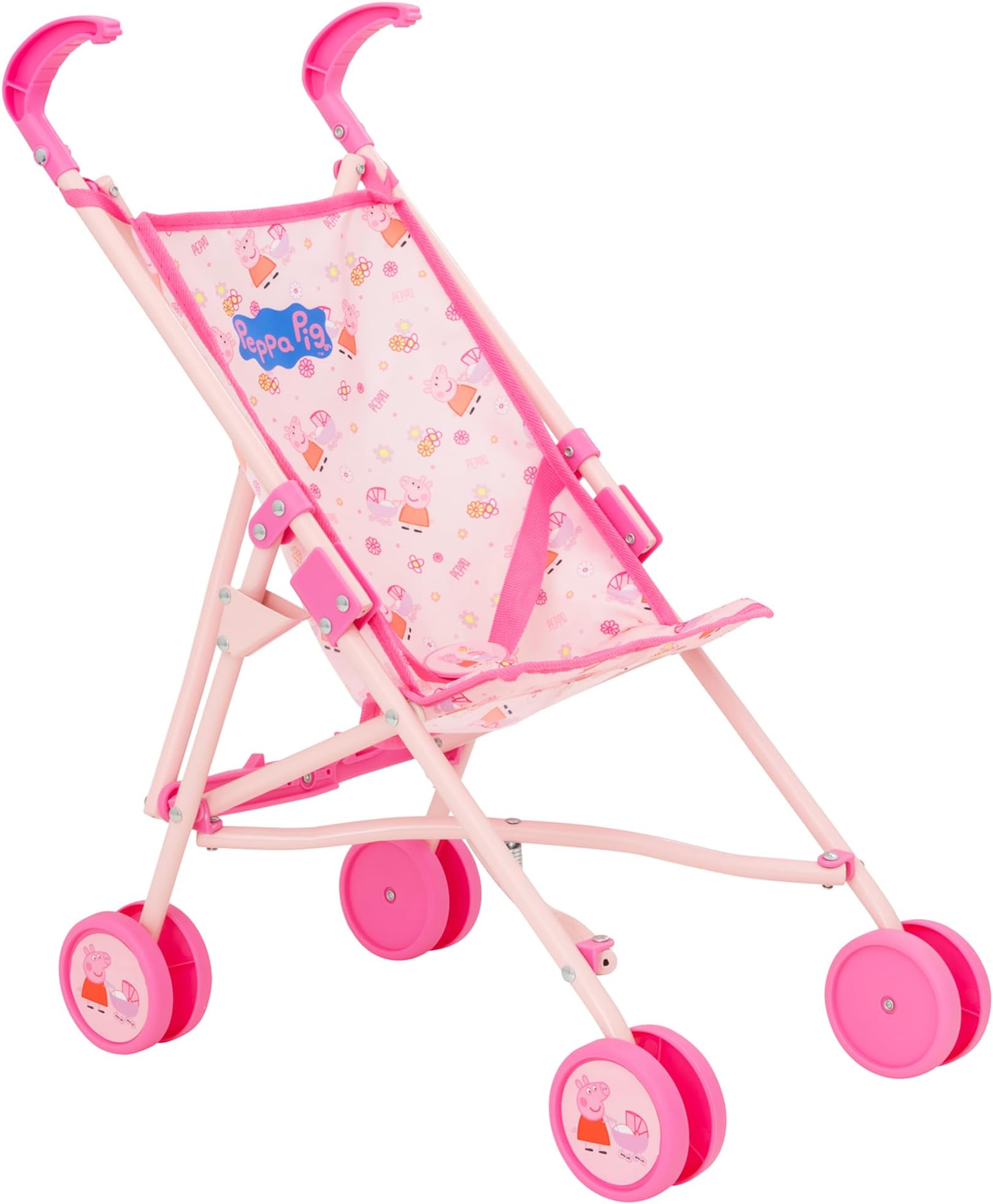 Peppa Pig Single Stroller | Childrens Toy Buggy in Peppa Pig Pattern | Childrens Baby Doll Stroller Toy Umbrella Fold Stroller | Role Play Toy Dolls Buggy Pushchair | Ages 2+