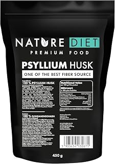 Nature Diet Flohsamenschalen | 450 g | Ballaststoffreich | Vegan, Glutenfrei & Laktosefrei | Keto- & Low-Carb-Backen | Ideal für Getränke & Rezepte - Amazon product rated Grade B