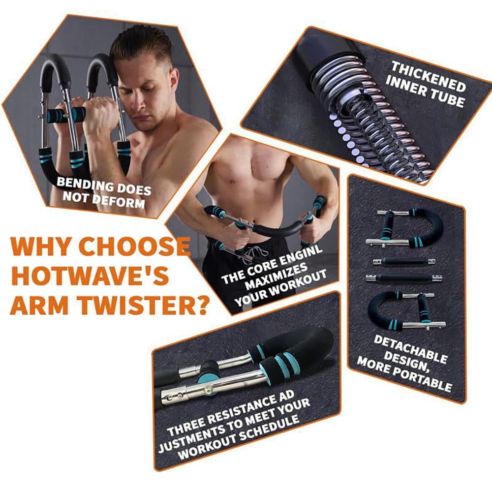 Safer Twister Arm Trainer 40-100lb Smooth Resistance, Full-Body Strength Detachable Design, Fitness Anywhere High-Elastic Springs, Durable Workouts Non-Slip Foam Handle (Black)