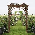Homgrace 7FT Wooden Garden Arbor - Garden Bridal Party Decoration Arch, Wood Garden Trellis for Plant Climbing, Wedding Arch for Ceremony Garden Backyard Lawn (Dark Brown)