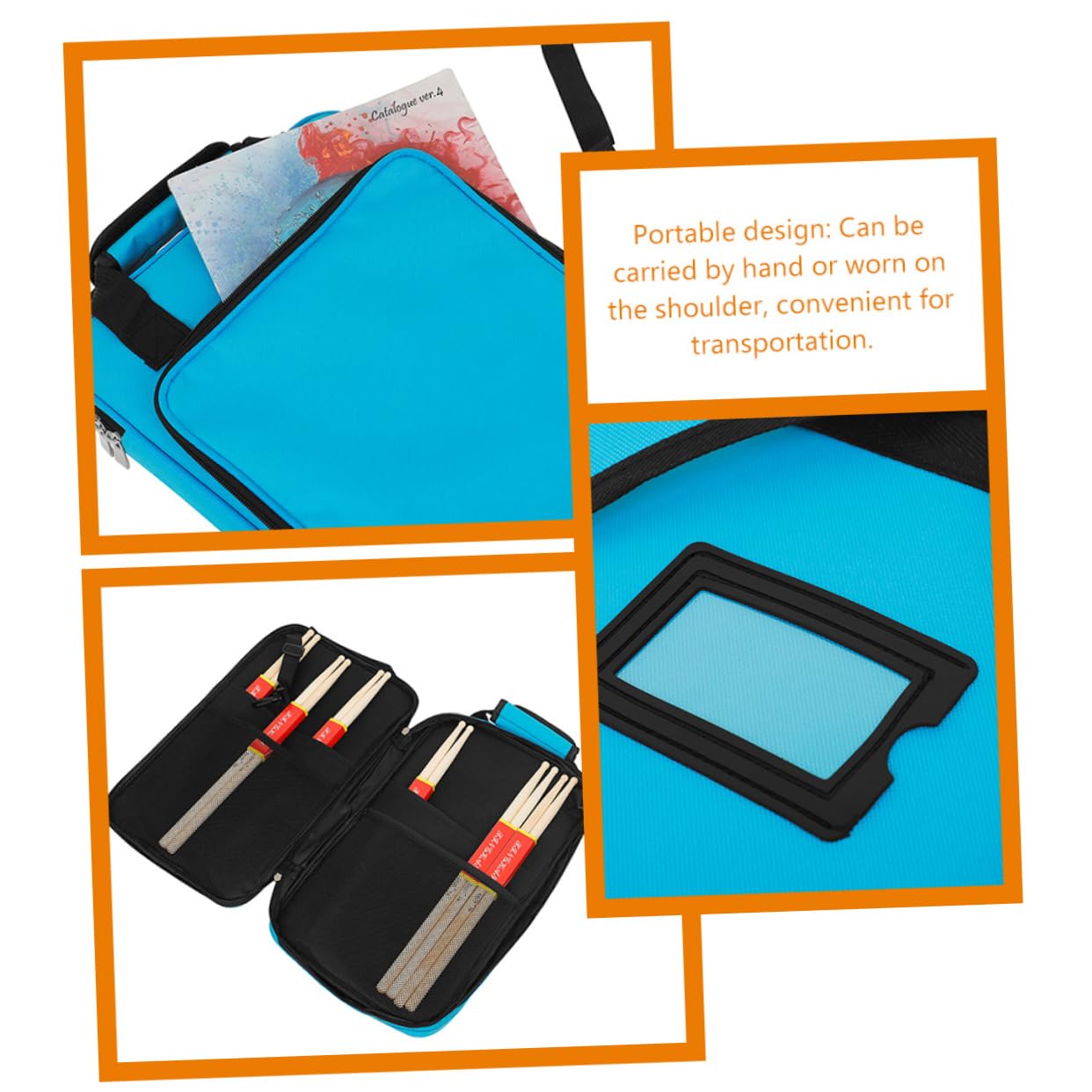 ibasenice Borsa per Bacchette Tamburo Oxford Resistente Design Ergonomico e Tracolla Comoda, per Batteristi e Custodia Portatile per Bastoncini