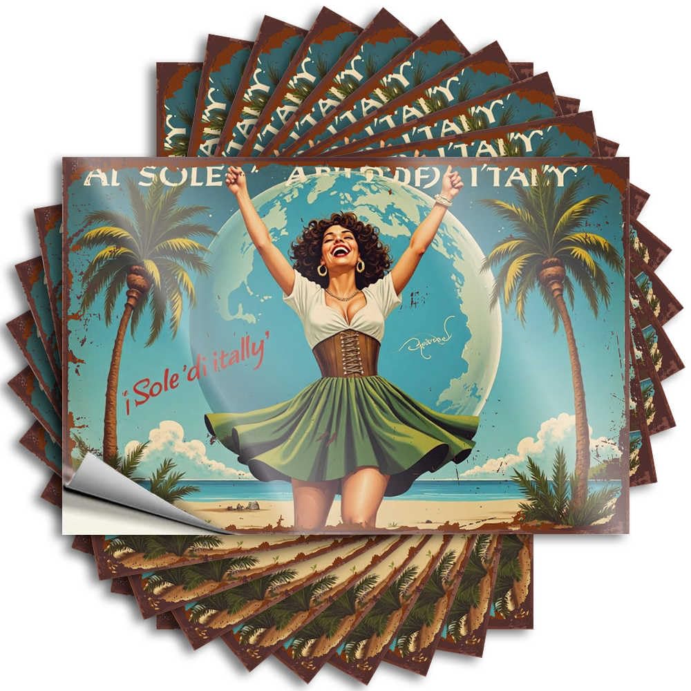 Sticker Southern, Gamer Bottle Vibrant Beach Elegance: A Celebration of Italian Summer Vibes | Housewarming Gift(8X12CM)