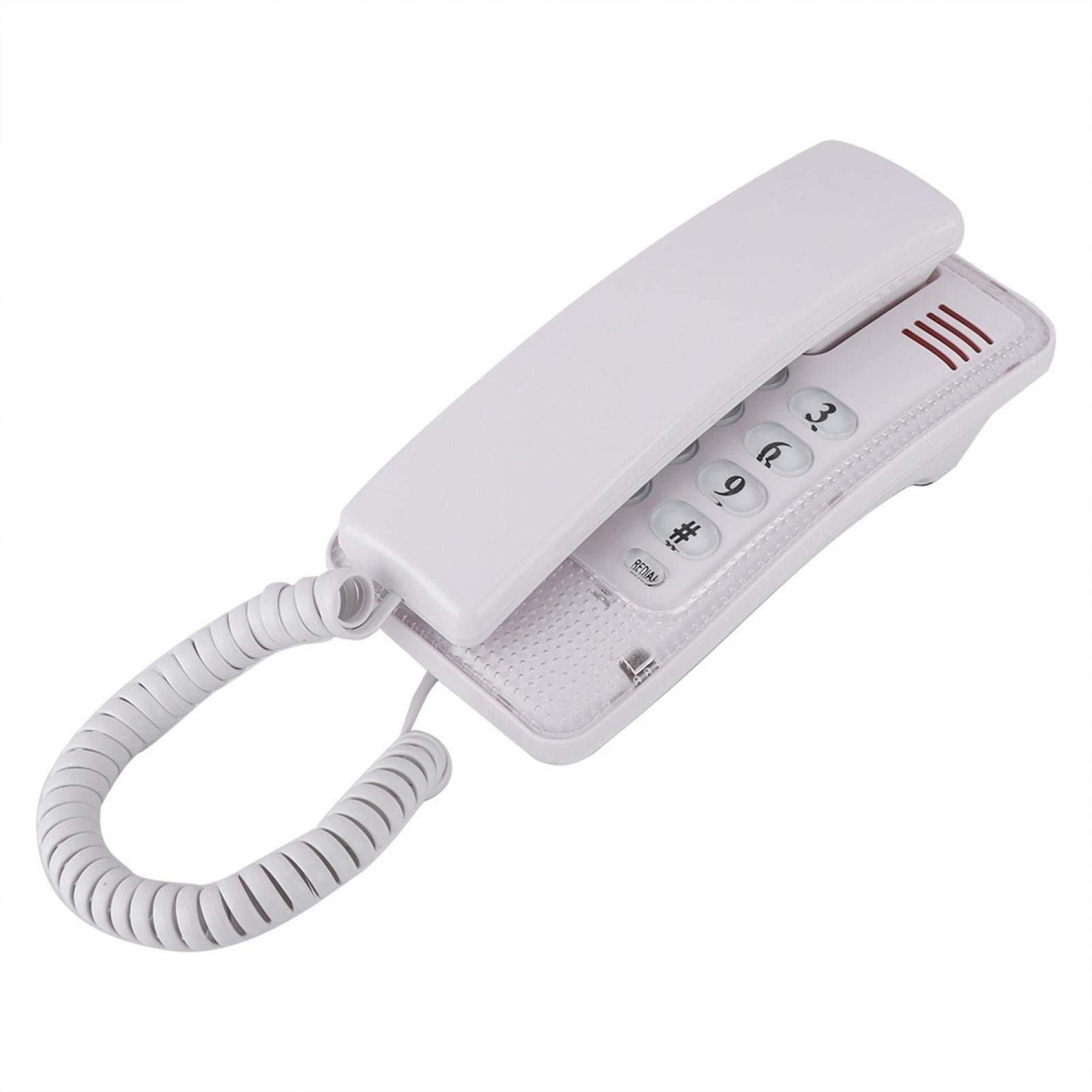 Diyeeni Mini Wall Phone, Retro Wall Mountable Landline Telephone with Flash Function and Call Mute Function, RJ45 Interface Powered by Telephone Line Home Phone for Hotel Family School(White)-image-45