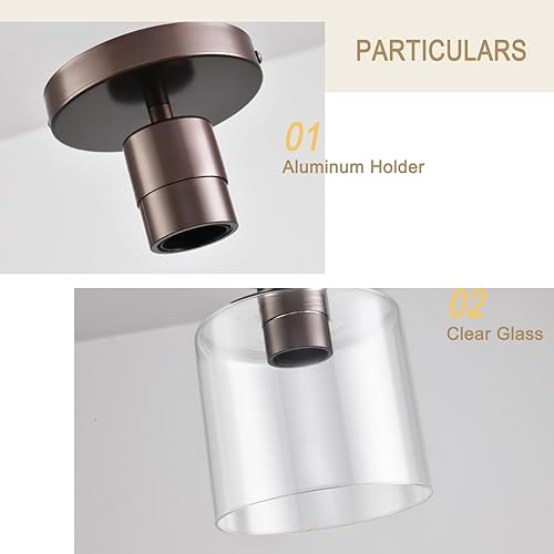 Miniatura 5 de Lámpara de techo semiempotrada de bronce aceitado, moderna lámpara de techo de granja para armario, pasillo, entrada, lámpara de pasillo, lámpara