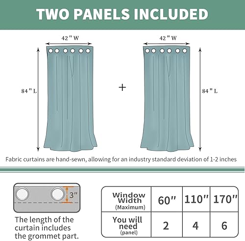 Miniatura 7 de Cortinas opacas de 84 pulgadas de largo, juego de 2 paneles para sala de estar, aislamiento térmico, 100% bloqueo de luz, cortinas de ventana