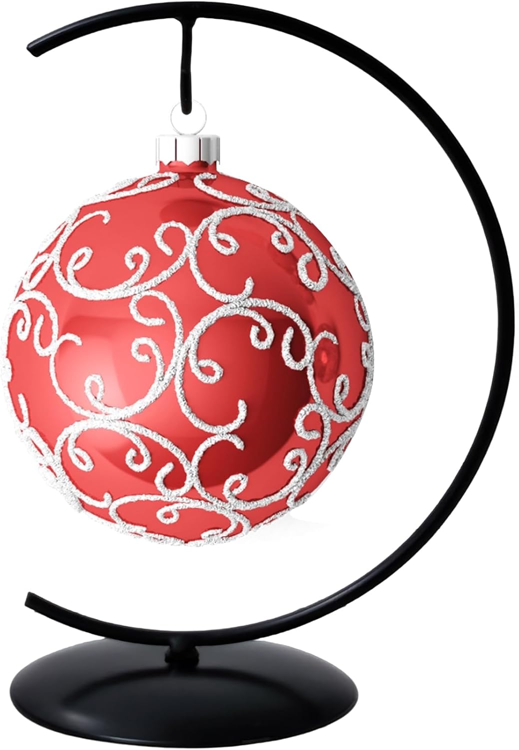 8 Inch Black Ornament Display Stand, Metal Ornament Hanger Stand for Hanging Glass Globe(5inch), Air Plant Terrarium, Witch Ball, Christmas Ornament and Home Wedding Decoration (Black)