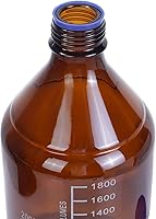 Vista 4 de Botellas ámbar de almacenamiento de medios de laboratorio, recipiente de vidrio graduado marrón GL45, tapa de rosca a prueba de fugas, multiusos Azul