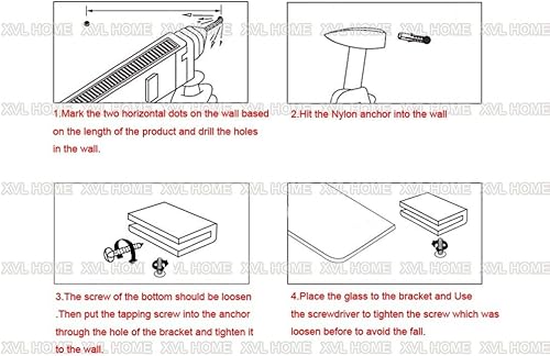 Miniatura 4 de XVL Estante de cristal de baño de 15,5 pulgadas, níquel cepillado GS3003L