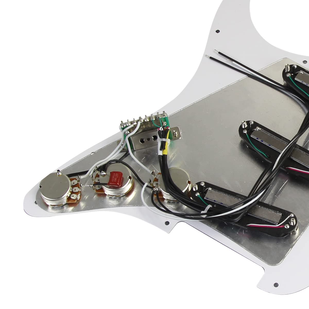 FLEOR 11 agujeros SSS Prewired Loaded Pickguard con Alnico5 doble carril caliente alta salida juego de pastillas para ST SSS Style Guitarra Perla blanca