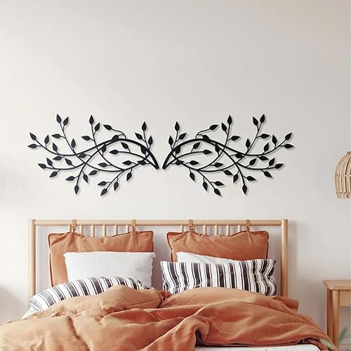 Miniatura 2 de DoMyfit Decoración de pared de hoja de árbol de metal, esculturas de hierro forjado, rama de olivo, hoja de árbol de ala para colgar en la pared,