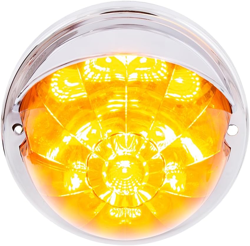 United Pacific 37288 17 LED Reflector Watermelon Marker/Cab Light Flush Mount Kit w/Visor, Single Function – Amber LED/Clear Lens – ONE Unit