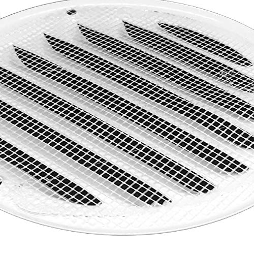 Vent Cover - Round Soffit Vent - Air Vent Louver - Grille Cover - Built-In Fly Screen Mesh - Hvac Ventilation (5'' Inch, Metal - White) #TOP3