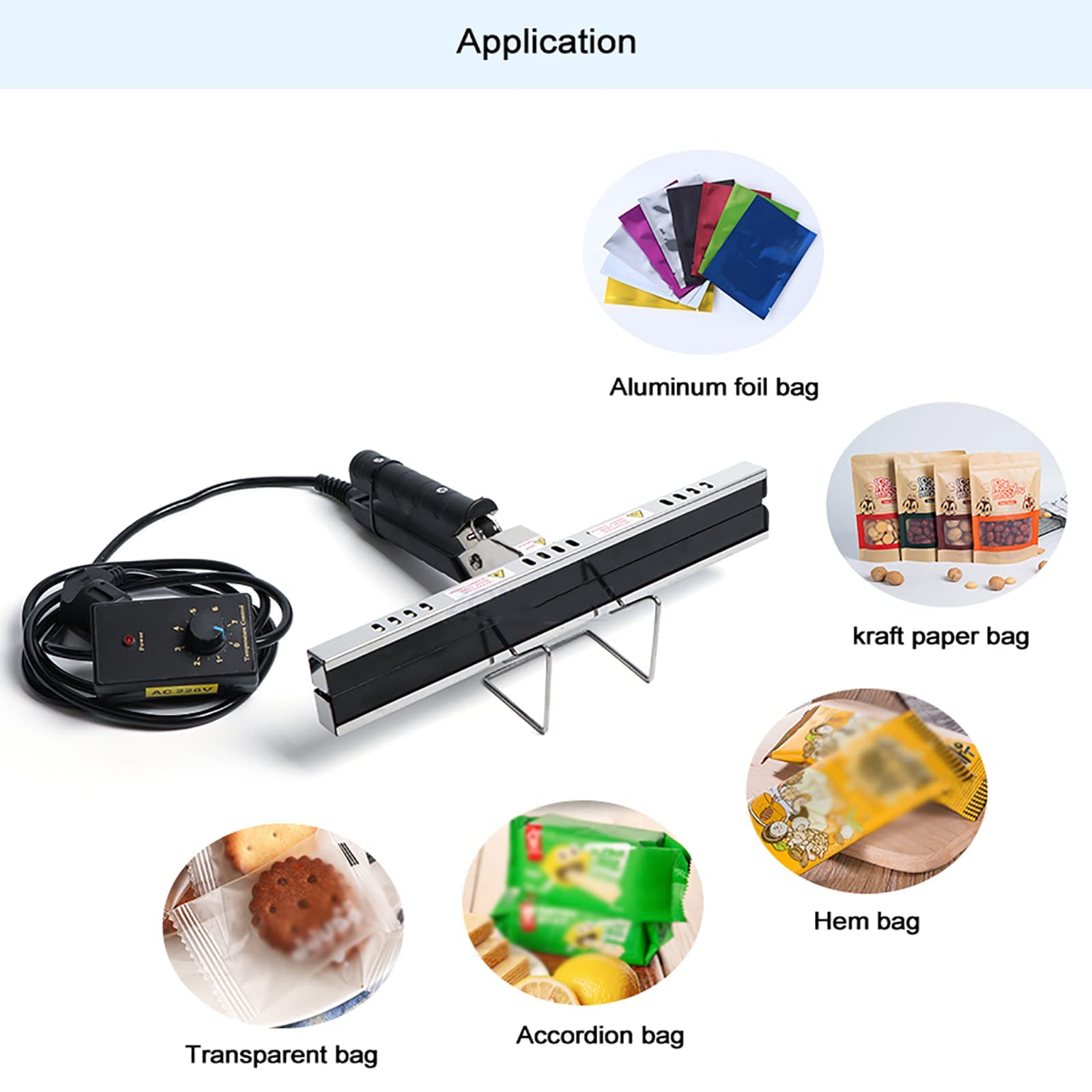 Sigillante a caldo portatile, sigillante portatile per sacchetti in Mylar e alluminio, controllo della temperatura regolabile, tenuta efficiente per la conservazione degli alimenti, facile da usare