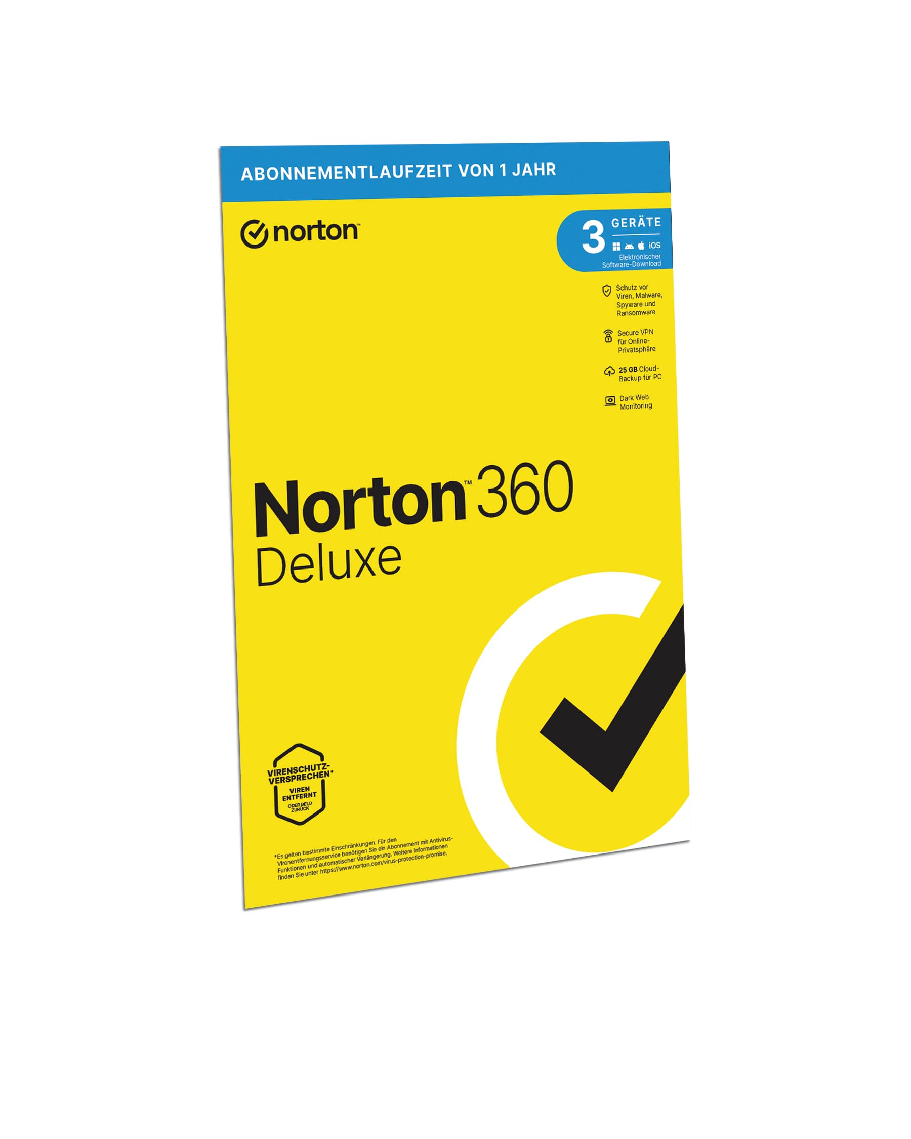 Norton 360 Deluxe 2026 | 3 Geräte | 1 Jahr | Aktivierungscode in Originalverpackung