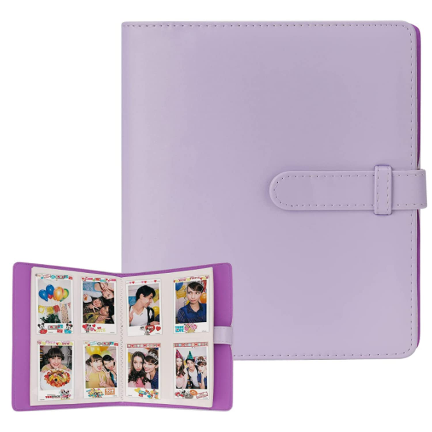 SKEIDO256 Pockets PU Leather Cover Mini Photo Album for Polaroid Fujifilm instax Mini 11/9 Film Photocard Holder Book Large Capacity (Purple)