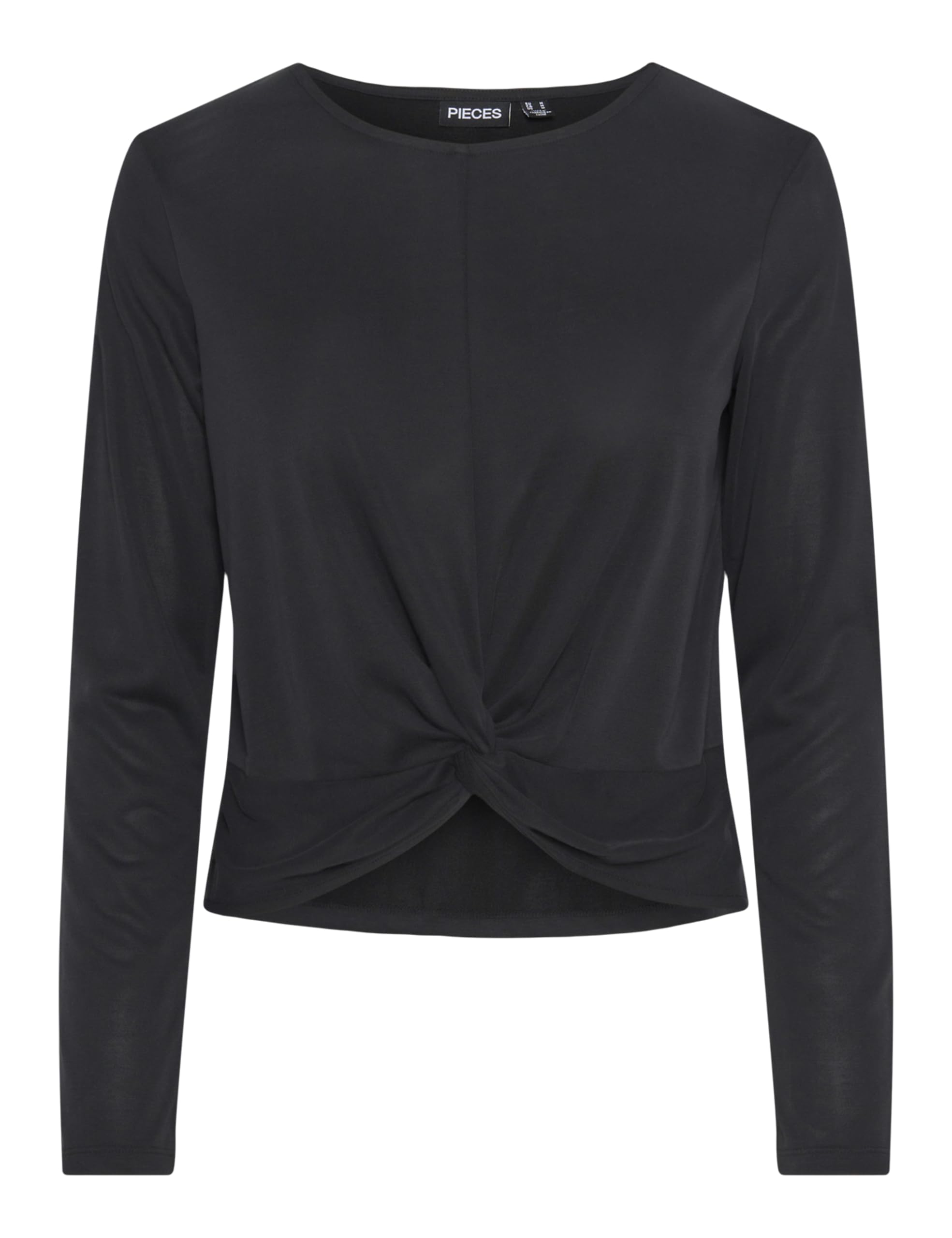 PIECES Women's Pcanora Ls Knot Top Bc Longsleeve T-Shirt, Black, M