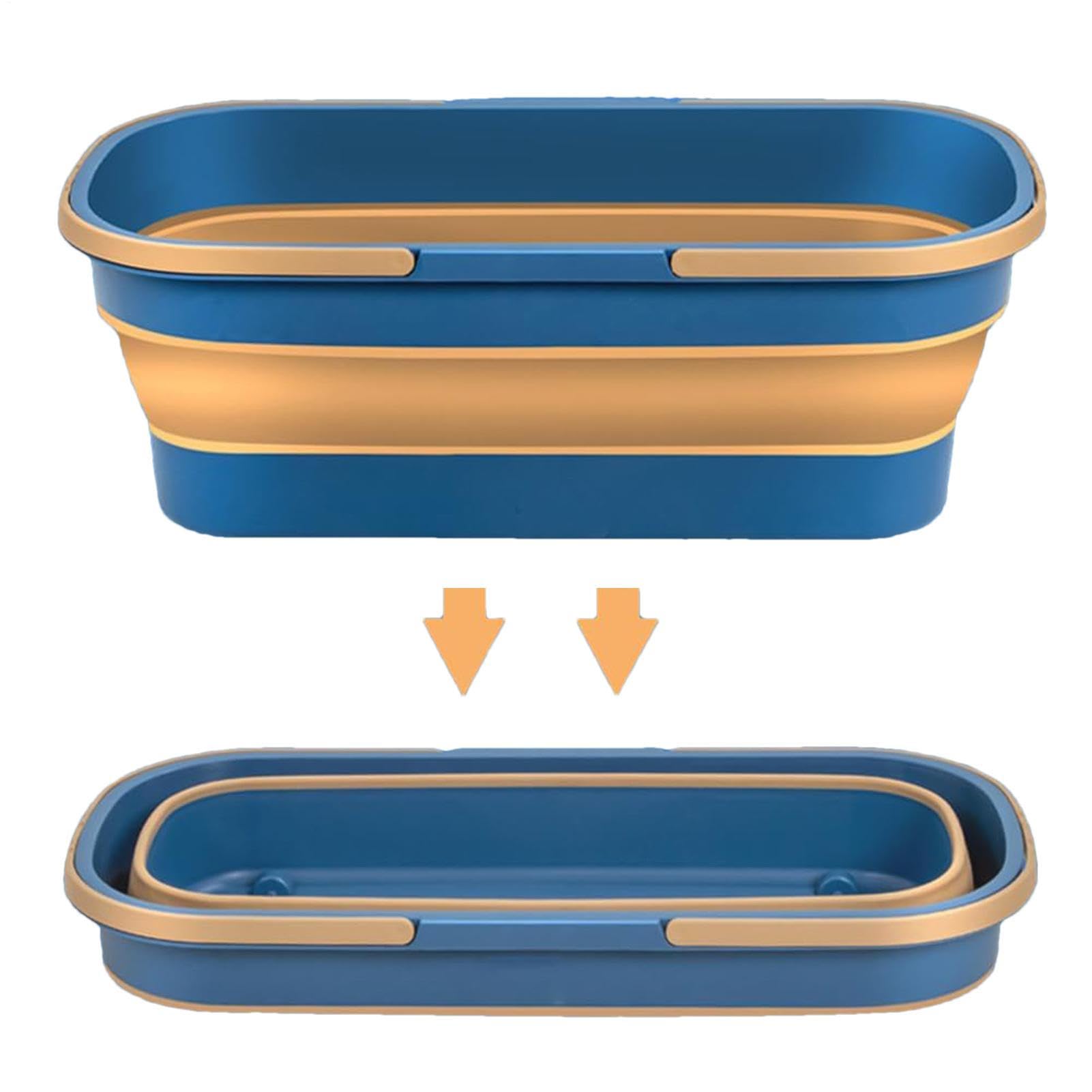 Cubo plegable | Paja de agua plegable multiutilizable | Cesta práctica | portátil | Cuenca de lavado del cubo de fregona con ruedas, 2 asas | de limpieza versátil de lavado de 3,17 gallos